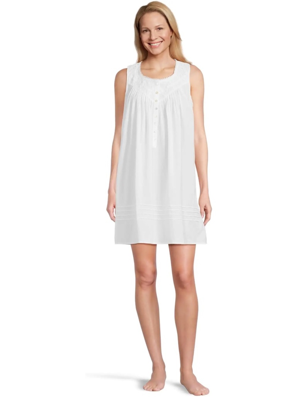 Eileen West Nightgown Ballet Medium White Cotton Floral‎ Embroidered Ruffle